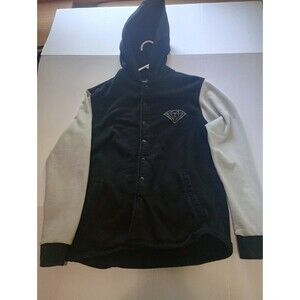 Diamond Supply Co Bomber Jacket Medium Vintage Gray Black Button Up